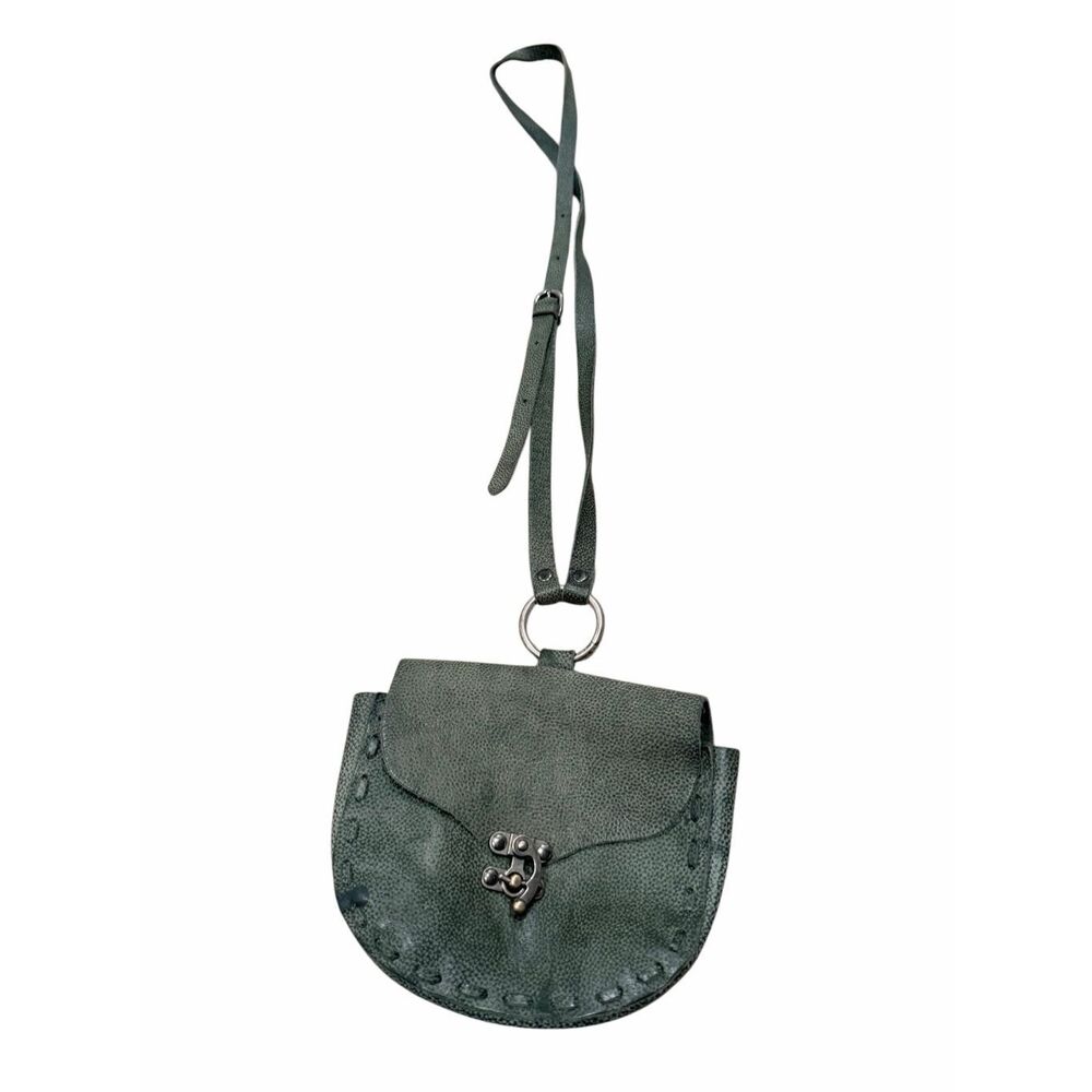 Free People FP Collection Mini Cynthia Suede Leather Saddle Crossbody Bag Green